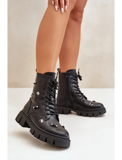 Dámské Boty Pracovní S Ozdobami Eko Kožené Černé model 21670378 - Boto