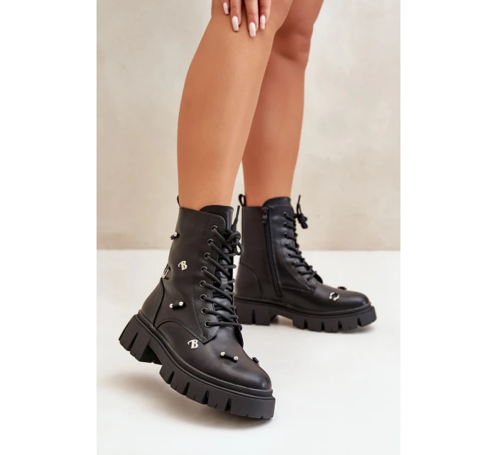 Dámské Boty Pracovní S Ozdobami Eko Kožené Černé model 21670378 - Boto