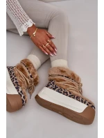 Kožené Dámské Sněhule Na Silné Podešvi S Kožešinou Leopard Big Star Hnědé Kožené Dámské Sněhule Na Silné Podešvi S Kožešinou Leopard Big Star Hnědé