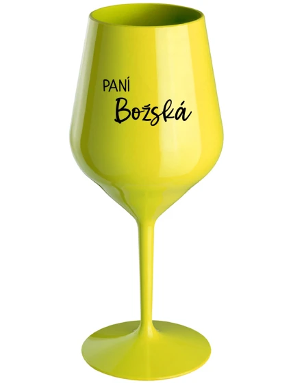 PANÍ BOŽSKÁ - žlutá nerozbitná sklenice na víno 470 ml PANÍ BOŽSKÁ - žlutá nerozbitná sklenice na víno 470 ml