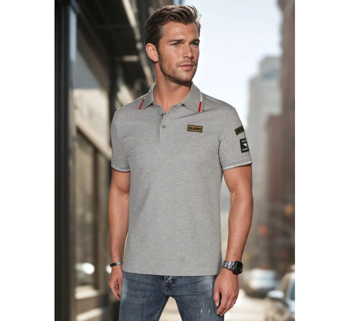 Pánská polokošile s nášivkami šedá FashionStreet PX0633