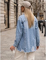 Dámská džínová bunda oversize s odřeninami, světle modrá, FashionStreet TY5686 Dámská džínová bunda oversize s odřeninami, světle modrá, FashionStreet TY5686