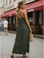 Dámské letní maxi šaty s viskózou, zelené, FashionStreet EY2661 Dámské letní maxi šaty s viskózou, zelené, FashionStreet EY2661