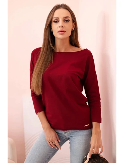 Dámská halenka s lodičkovým výstřihem vínová Dámská halenka s lodičkovým výstřihem vínová