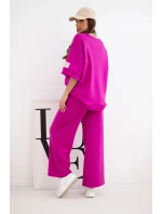 Dámský máslový komplet z viskózy mikina a široké kalhoty tmavě fialový