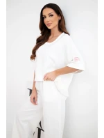 Dámský komplet z model 22014187 mikina a široké kalhoty ecru - K-Fashion