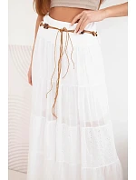 Dámská maxi bavlněná sukně s model 22048763 výšivkou a elastickým pasem bílá - K-Fashion Dámská maxi bavlněná sukně s model 22048763 výšivkou a elastickým pasem bílá - K-Fashion