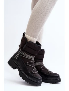 Dámské zimní boty s ozdobným šněrováním černé model 21645238 - Boto