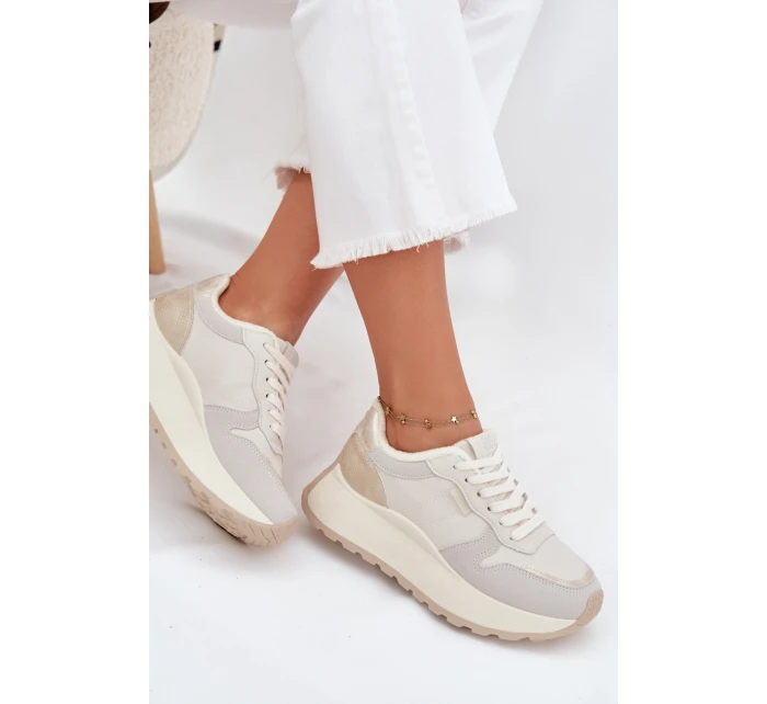 Zateplené dámské sneakersy na platformě Big Star SS274008 HI-POLY SYSTEM světle béžové Zateplené dámské sneakersy na platformě Big Star SS274008 HI-POLY SYSTEM světle béžové