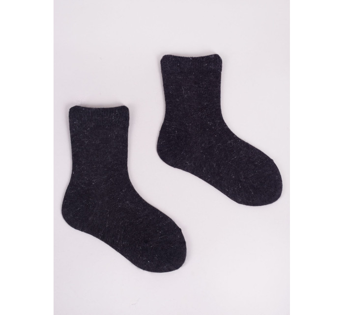 Yoclub Dívčí ponožky hladké se stříbrnou nití 3-pack SKA-0025G-3400 Black