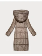Tmavě béžová zimní vypasovaná bunda v délce do poloviny stehen S'West (B/R8535-12) Tmavě béžová zimní vypasovaná bunda v délce do poloviny stehen S'West (B/R8535-12)