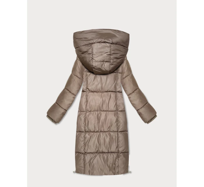 Tmavě béžová zimní vypasovaná bunda v délce do poloviny stehen S'West (B/R8535-12) Tmavě béžová zimní vypasovaná bunda v délce do poloviny stehen S'West (B/R8535-12)