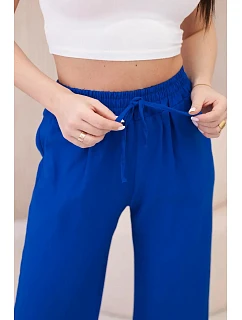 Viskózové kalhoty se širokými nohavicemi chrpa