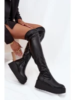 Dámské Kozačky Kolena Na Platformě A S Černé model 21707030 - Boto Dámské Kozačky Kolena Na Platformě A S Černé model 21707030 - Boto