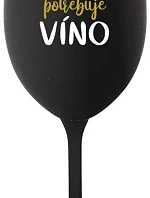 MÁMA POTŘEBUJE VÍNO - černá sklenice na víno 350 ml