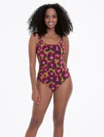 Dámské jednodílné plavky Clara M3 7806 khaki se vzorem - Anita