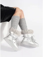 Designové sněhule dámské stříbrné platforma Designové sněhule dámské stříbrné platforma