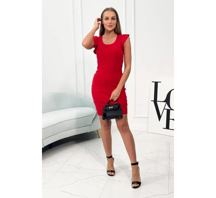 Šaty s nařasenými rukávy červené