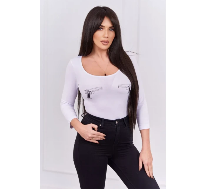 Body s potiskem pistole bílé