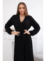 Šaty se svázaným plisovaným lemem černý Šaty se svázaným plisovaným lemem černý