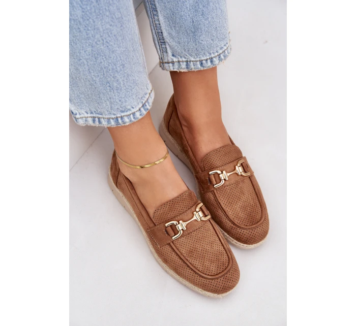mokasíny se zlatým detailem a  hnědé model 21683739 - Boto