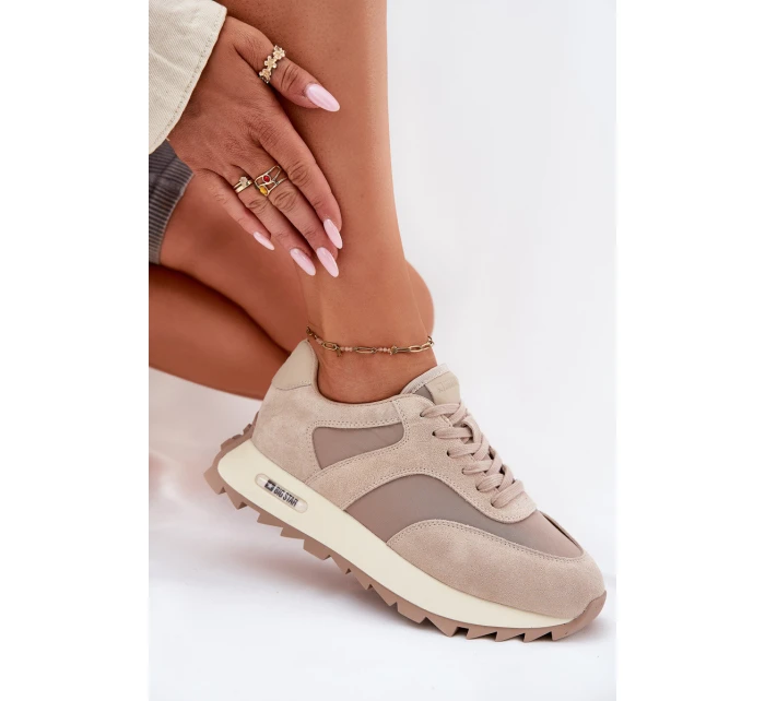 Semišové Sneakersy Na Platformě Dámské Big Star RR274897 HI-POLY SYSTEM Béžové Semišové Sneakersy Na Platformě Dámské Big Star RR274897 HI-POLY SYSTEM Béžové