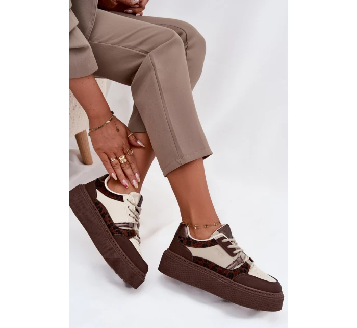 Dámské sneakersy na platformě Big Star SS274356 leopardí hnědo-bežové Dámské sneakersy na platformě Big Star SS274356 leopardí hnědo-bežové
