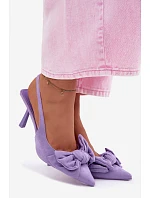 Dámské sandály na podpatku s mašlí fialové model 22107359 - Boto