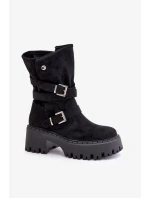 Dámské Kotníkové Boty Na Masivním Podpatku S Přezkami A Páskem Černé Nerelisa Dámské Kotníkové Boty Na Masivním Podpatku S Přezkami A Páskem Černé Nerelisa