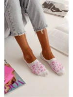 Dámské mikro-kotníkové bavlněné ponožky s motivem panterky – bílo-růžové Dámské mikro-kotníkové bavlněné ponožky s motivem panterky – bílo-růžové