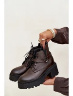 Dámské kotníkové boty se zdobeným páskem Zazoo – czekoládové Dámské kotníkové boty se zdobeným páskem Zazoo – czekoládové