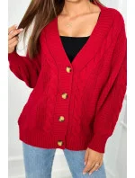 Svetr na knoflíky model 20774210 červený - Kesi Svetr na knoflíky model 20774210 červený - Kesi