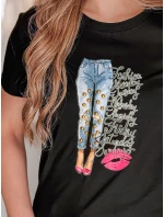 Dámské tričko s potiskem TRENDAY černé FashionStreet RY2824