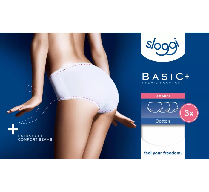 sloggi Basic+ Midi 3P - WHITE - SLOGGI WHITE - SLOGGI