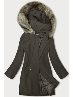 Dámská zimní bunda v khaki barvě (M-R45)