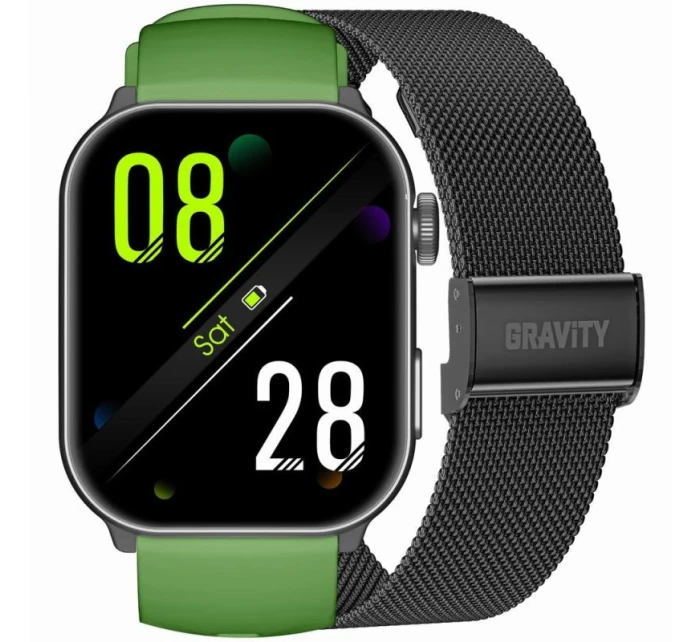 GRAVITY GT28-4 Pánské chytré hodinky s řemínkem + náramek Zelená černá GRAVITY GT28-4 Pánské chytré hodinky s řemínkem + náramek Zelená černá
