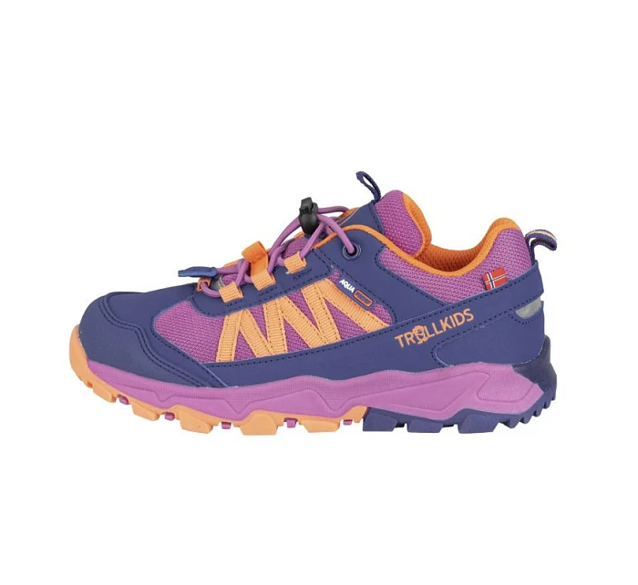 Trollkids Kids Tronfjell Hiker Low violet blue/mallow pink/papaya nepromokavá turistická obuv pro chlapce/dívky (475-111)