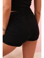 Dámské bavlněné šortky s gumou a šňůrkou v pase černé