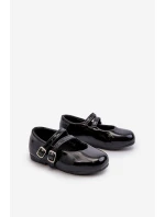 Lakýrované dětské baletky s proužky Černé Margenis Lakýrované dětské baletky s proužky Černé Margenis