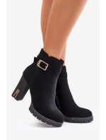 Kožené Botky Na Klínku S Kroužkem Černé Eftane Kožené Botky Na Klínku S Kroužkem Černé Eftane