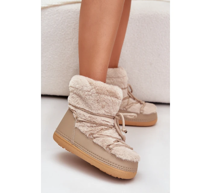 Sněhule S Kožíškem A Šněrováním Béžové model 21679603 - Boto Sněhule S Kožíškem A Šněrováním Béžové model 21679603 - Boto