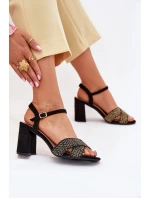 Dámské sandály na podpatku černé Almera Dámské sandály na podpatku černé Almera