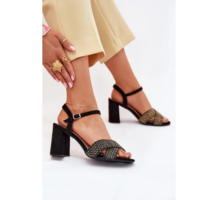 Dámské sandály na podpatku černé Almera Dámské sandály na podpatku černé Almera