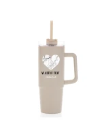 Personalizovaná termoska s průhledným víčkem - dvě mapy jako srdce Personalizovaná termoska s průhledným víčkem - dvě mapy jako srdce