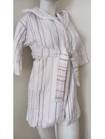 AKCE - Dívčí župan s kapucí 9114 0100 bílý s proužkem - Vestis AKCE - Dívčí župan s kapucí 9114 0100 bílý s proužkem - Vestis