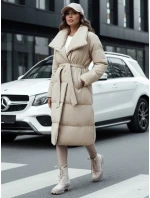 Dámský zimní dlouhý prošívaný kabát FAVI béžový FashionStreet TY4572