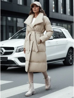 Dámský zimní dlouhý prošívaný kabát FAVI béžový FashionStreet TY4572