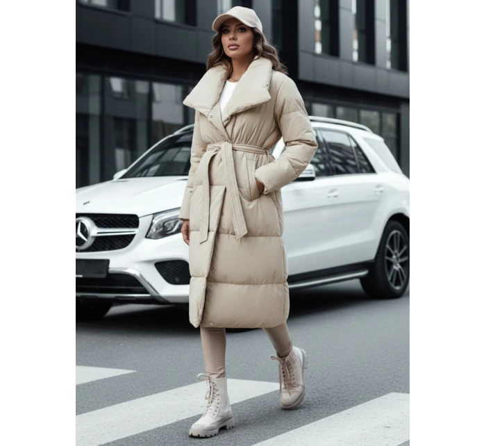 Dámský zimní dlouhý prošívaný kabát FAVI béžový FashionStreet TY4572
