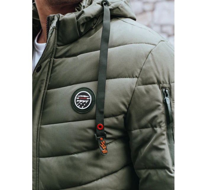 Pánská prošívaná zimní bunda s kapucí zelená FashionStreet TX5058 Pánská prošívaná zimní bunda s kapucí zelená FashionStreet TX5058