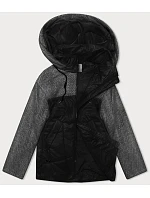 Volná bunda s odepínací kapucí Vaston black-melange (SJ218-036#) Volná bunda s odepínací kapucí Vaston black-melange (SJ218-036#)